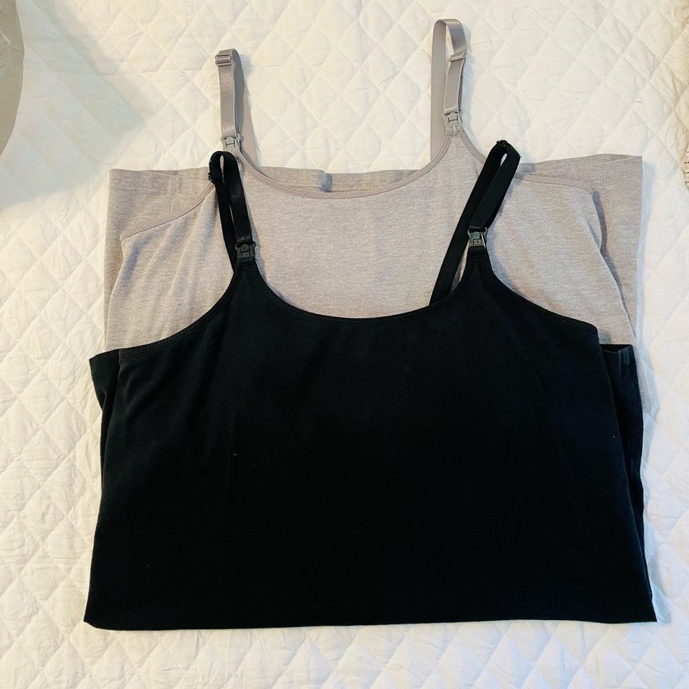 A:Glow Nursing Tank Tops in Gray and Black